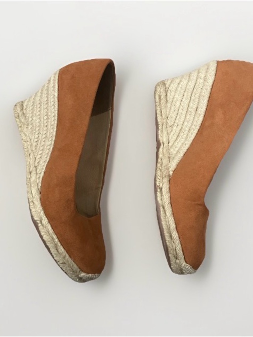 J. Crew Women Seville Espadrille Slip On Camel Tan Suede Wedge Heel 8.5 - Picture 3 of 5